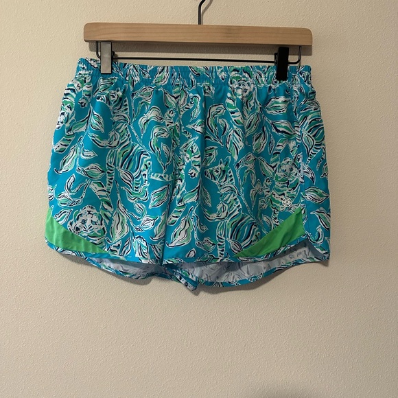 Lilly Pulitzer Luxletic Ocean Trail Shorts Turquoise Oasis Athletic Sz M 001485 - Picture 3 of 10